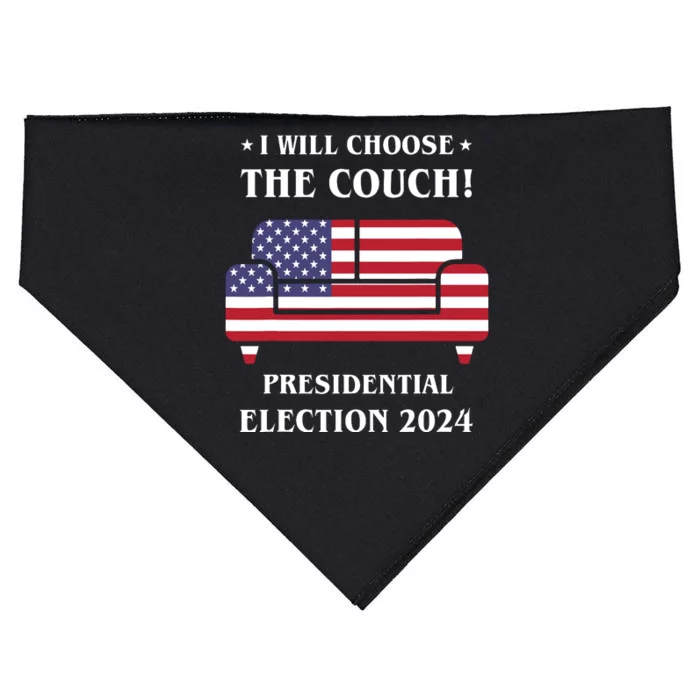 I Choose The Couch Presidential Election 2024 Funny USA-Made Doggie Bandana