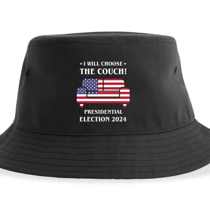 I Choose The Couch Presidential Election 2024 Funny Sustainable Bucket Hat