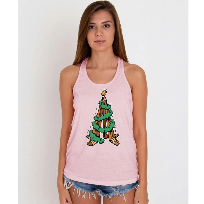 IceHockey Christmas Tree Ornats Funny Xmas Meaningful Gift Women's Knotted Racerback Tank