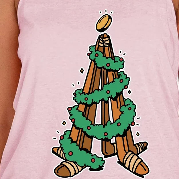 IceHockey Christmas Tree Ornats Funny Xmas Meaningful Gift Women's Knotted Racerback Tank