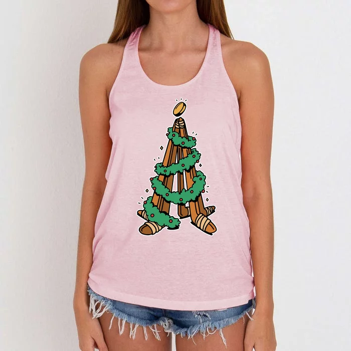 IceHockey Christmas Tree Ornats Funny Xmas Meaningful Gift Women's Knotted Racerback Tank