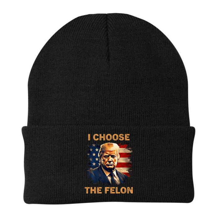 I Choose The Felon 2024 Funny Republican Patriot Knit Cap Winter Beanie