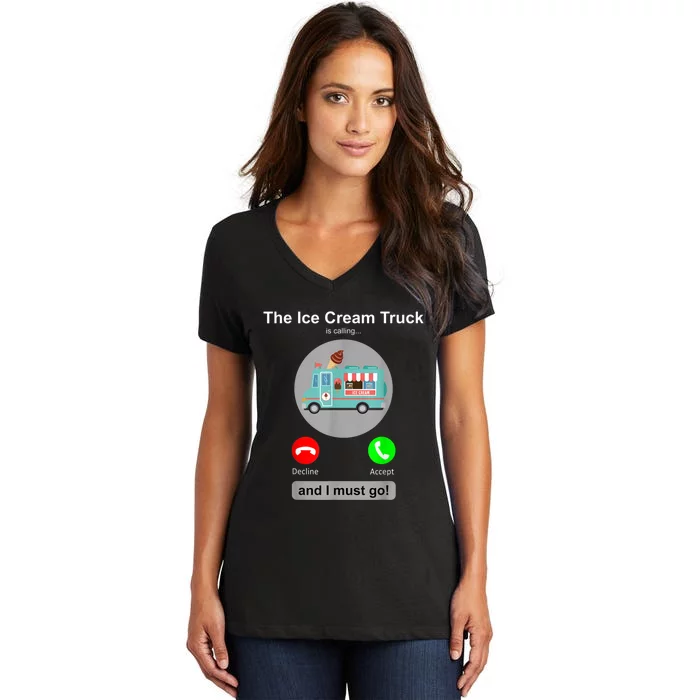 Ice Cream Truck Funny Ice Cream Truck Lover Gift Women's V-Neck T-Shirt