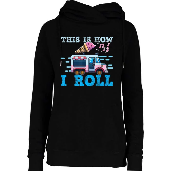 Ice Cream Truck Womens Funnel Neck Pullover Hood