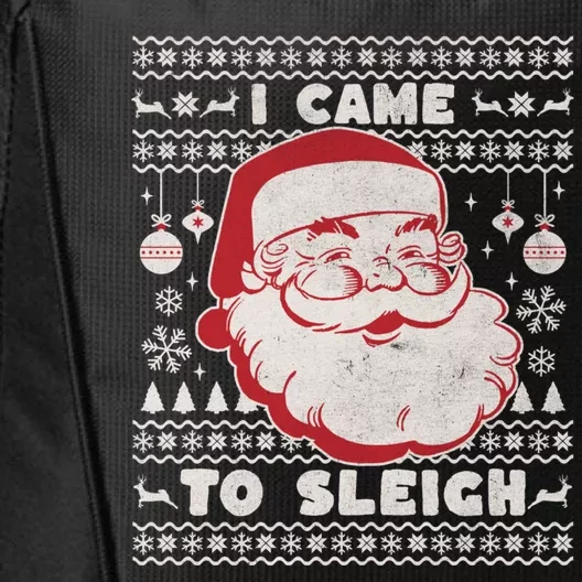 I Came To Sleigh Funny Christmas Ugly Sweater Retro Santa City Backpack