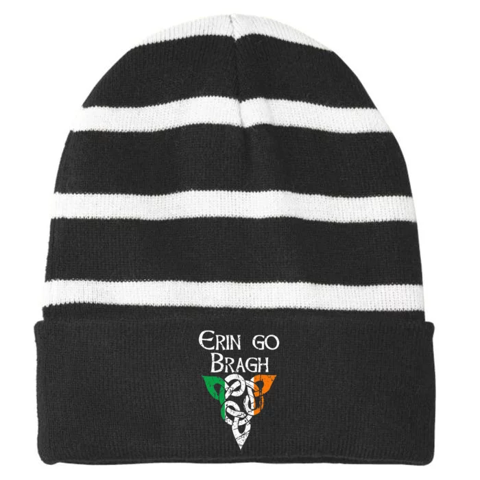 Ireland Celtic Trinity Knot Triquetra Irish Erin Go Bragh Striped Beanie with Solid Band