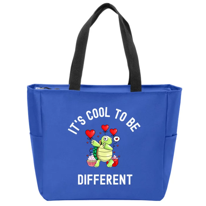 ItS Cool To Be Different Autism Awareness Dabbing Turtle Gift Zip Tote Bag