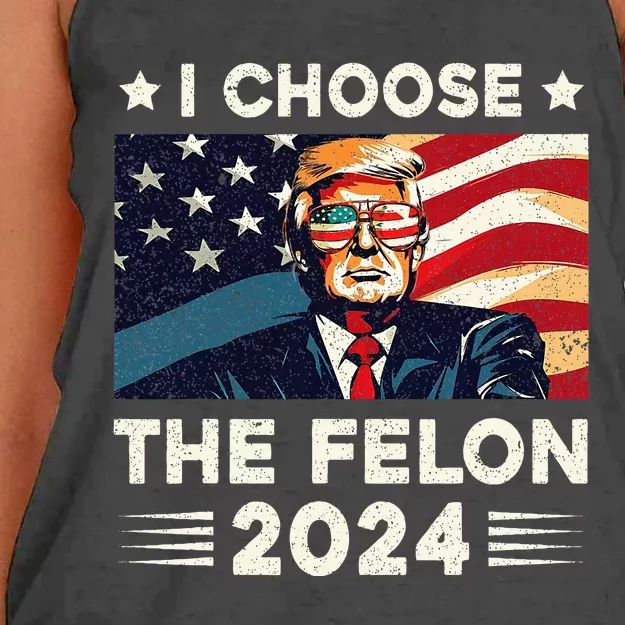 I Choose The Felon 2024 Funny Republican Patriotic Women's Knotted Racerback Tank