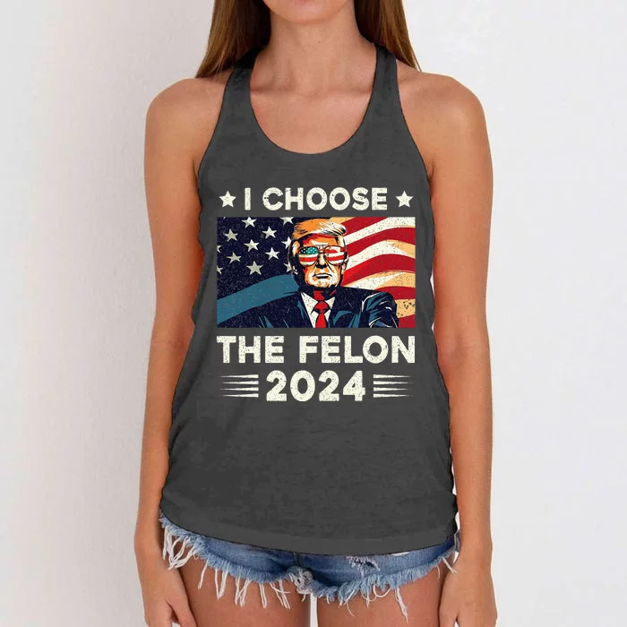 I Choose The Felon 2024 Funny Republican Patriotic Women's Knotted Racerback Tank