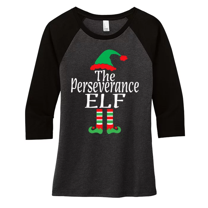 Inspirational Christmas The Perseverance Elf Encouragement Women's Tri-Blend 3/4-Sleeve Raglan Shirt