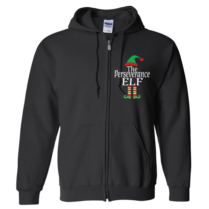 Inspirational Christmas The Perseverance Elf Encouragement Full Zip Hoodie