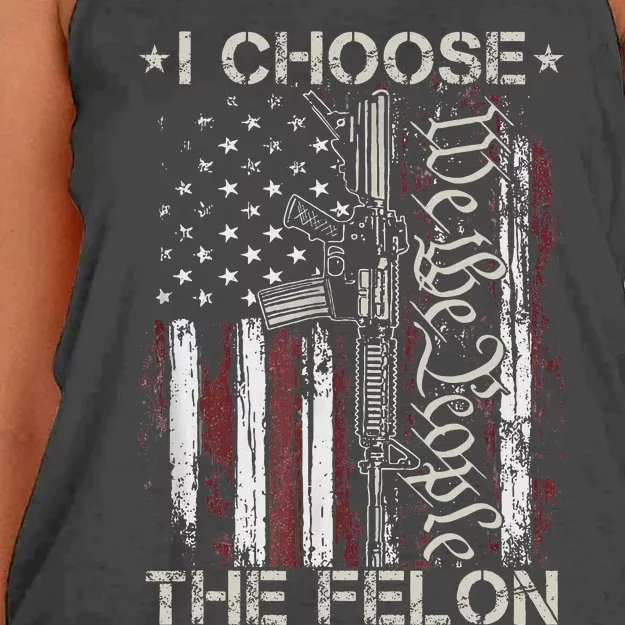 I Choose The Felon Funny Trump 2024 Voting Convicted Felon Women's Knotted Racerback Tank