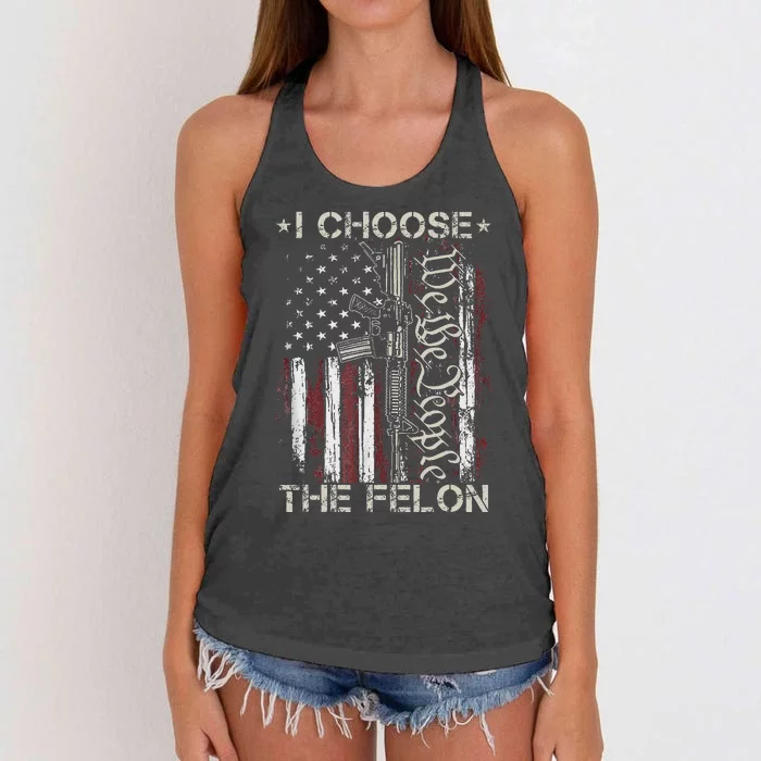 I Choose The Felon Funny Trump 2024 Voting Convicted Felon Women's Knotted Racerback Tank