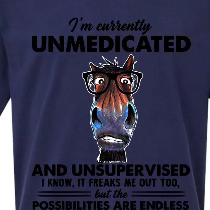 Im Currently Unmedicated And Unsupervised Donkey Gift Sueded Cloud Jersey T-Shirt