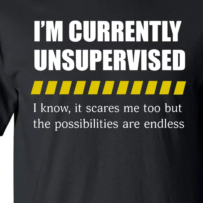 IM Currently Unsupervised I Know It Scares Me Too But The Possibilities Are End Tall T-Shirt