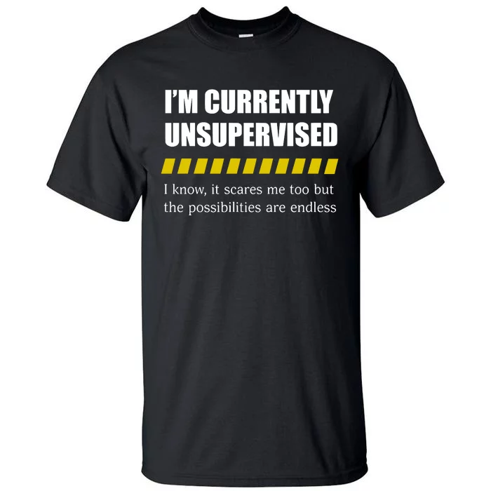 IM Currently Unsupervised I Know It Scares Me Too But The Possibilities Are End Tall T-Shirt