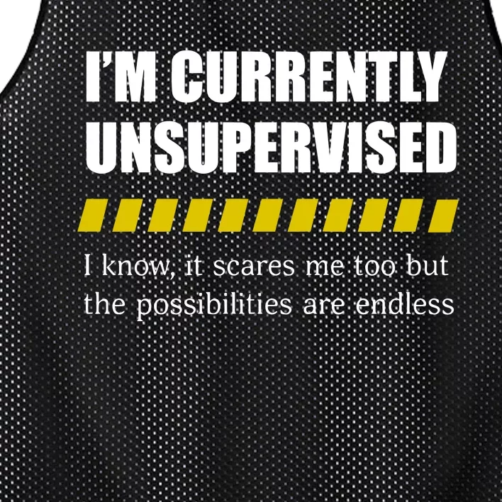 IM Currently Unsupervised I Know It Scares Me Too But The Possibilities Are End Mesh Reversible Basketball Jersey Tank