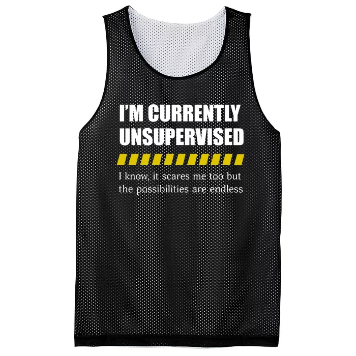 IM Currently Unsupervised I Know It Scares Me Too But The Possibilities Are End Mesh Reversible Basketball Jersey Tank