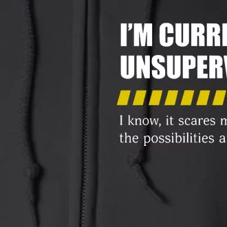 IM Currently Unsupervised I Know It Scares Me Too But The Possibilities Are End Full Zip Hoodie