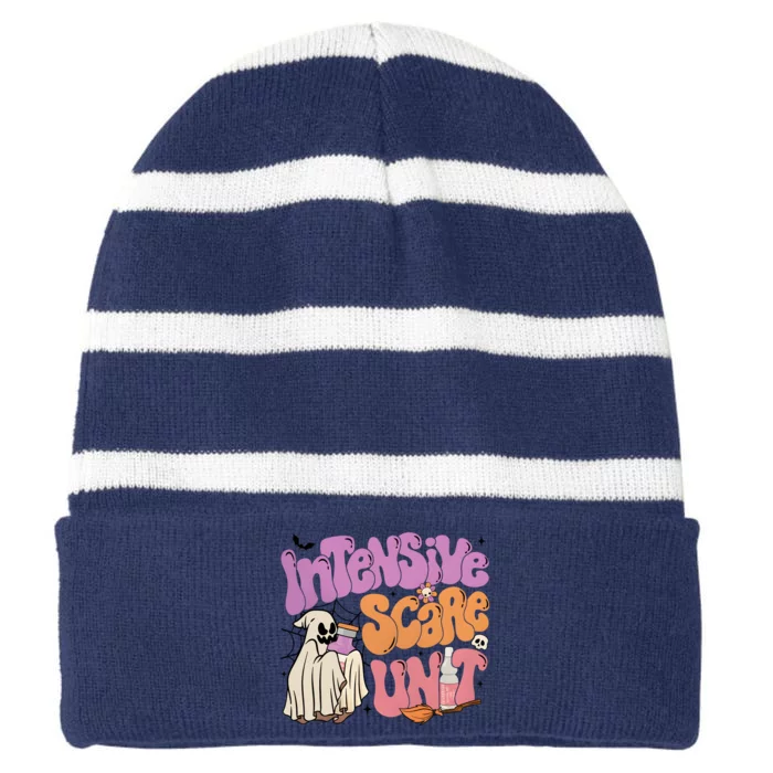 Intensive Care Unit Halloween Striped Beanie with Solid Band