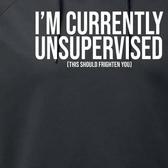 Im Currently Unsupervised This Should Frighten You Funny Performance Fleece Hoodie