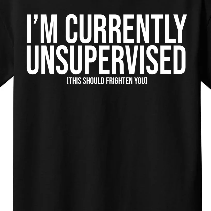 Im Currently Unsupervised This Should Frighten You Funny Kids T-Shirt