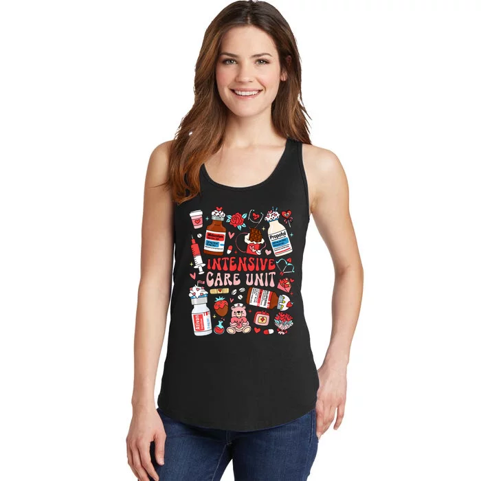 Intensive Care Unit Icu Nurse Happy ValentineS Day Retro Ladies Essential Tank