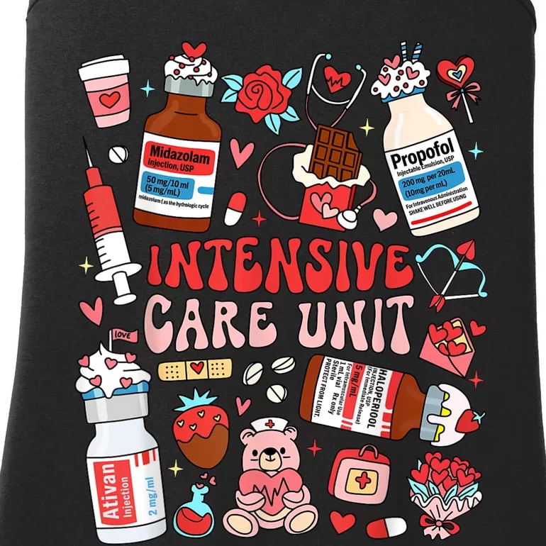 Intensive Care Unit Icu Nurse Happy ValentineS Day Retro Ladies Essential Tank