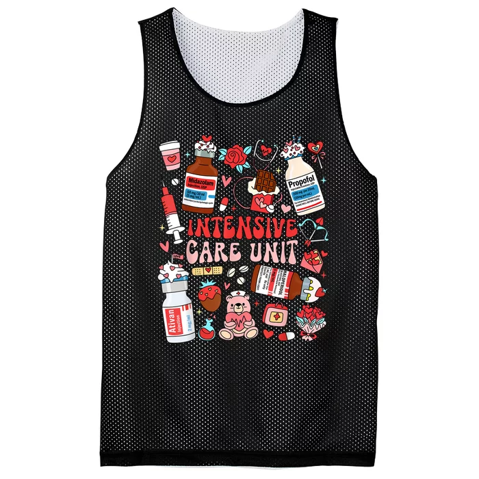 Intensive Care Unit Icu Nurse Happy ValentineS Day Retro Mesh Reversible Basketball Jersey Tank