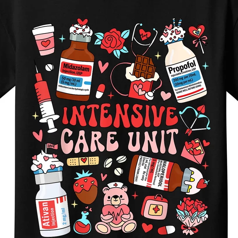 Intensive Care Unit Icu Nurse Happy ValentineS Day Retro Kids T-Shirt