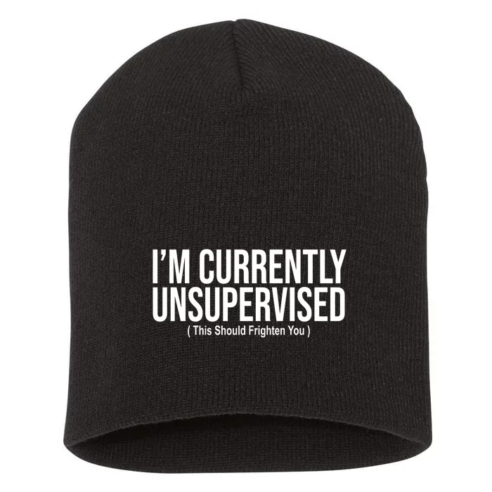 Im Currently Unsupervised This Should Frighten You Funny Short Acrylic Beanie