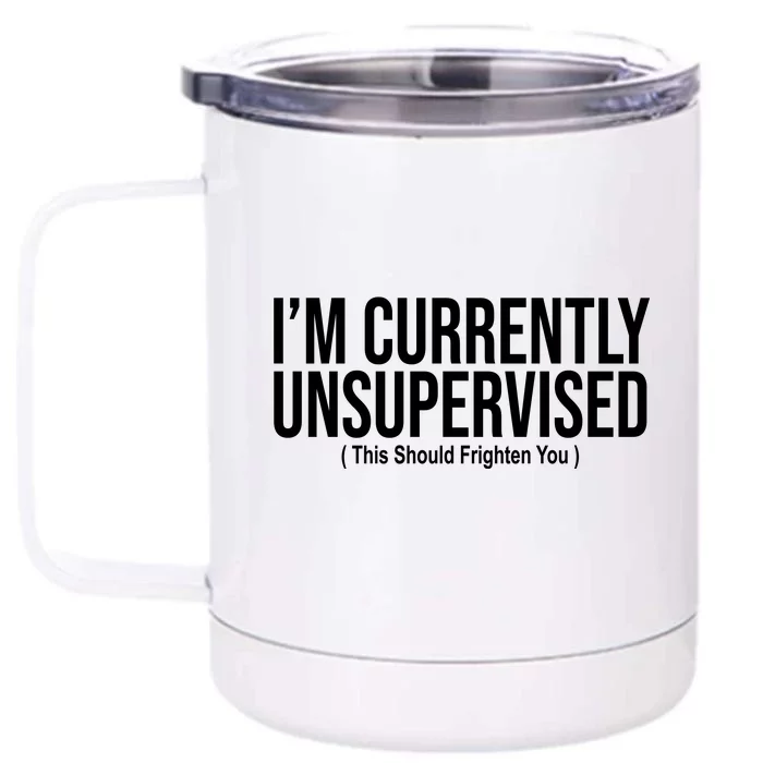 Im Currently Unsupervised This Should Frighten You Funny Front & Back 12oz Stainless Steel Tumbler Cup