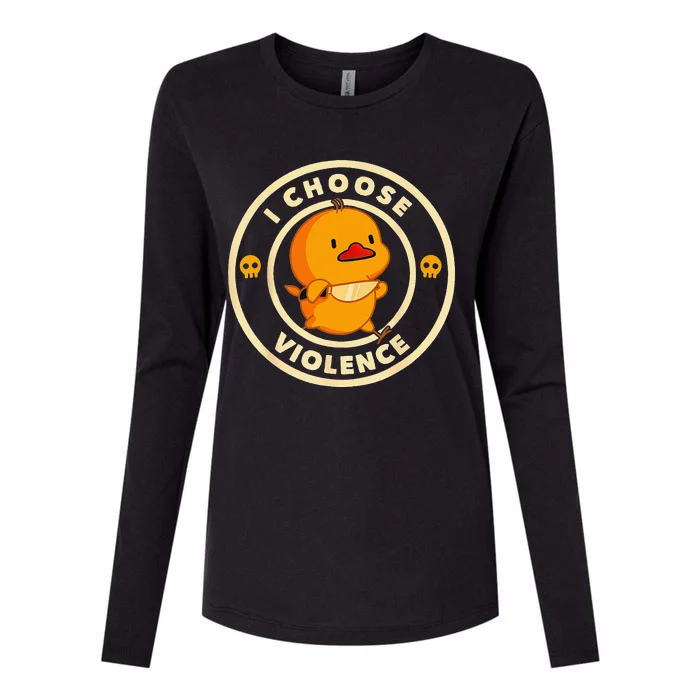 I Choose Violence Duck Lover Sarcasm Humor Womens Cotton Relaxed Long Sleeve T-Shirt