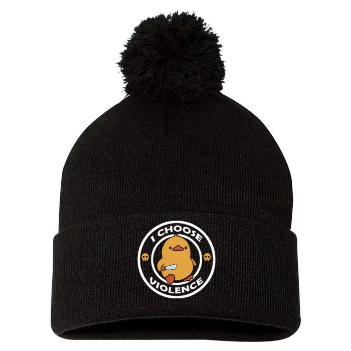 I Choose Violence Cute Duck Pom Pom 12in Knit Beanie