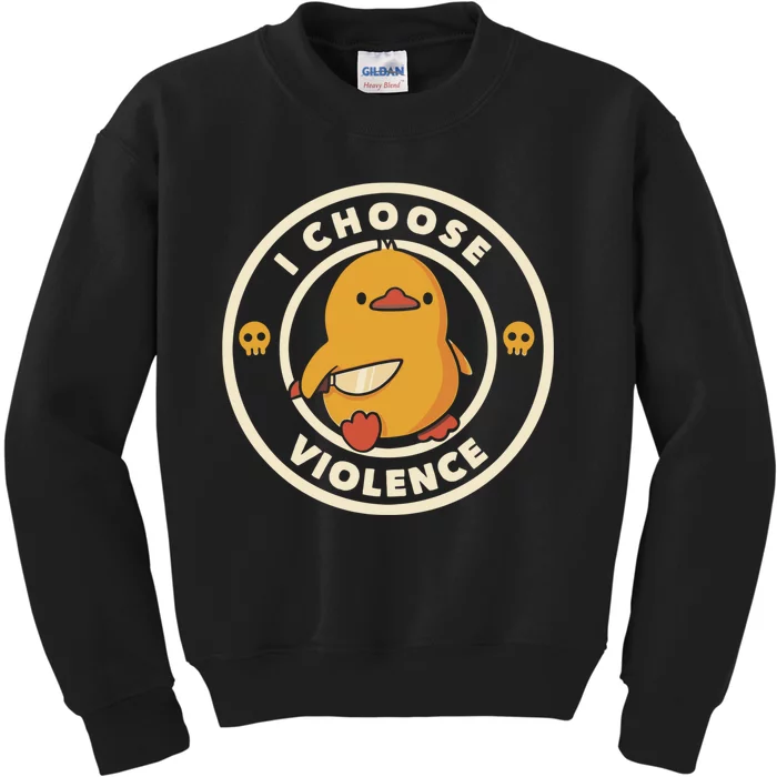 I Choose Violence Funny Duck Kids Sweatshirt