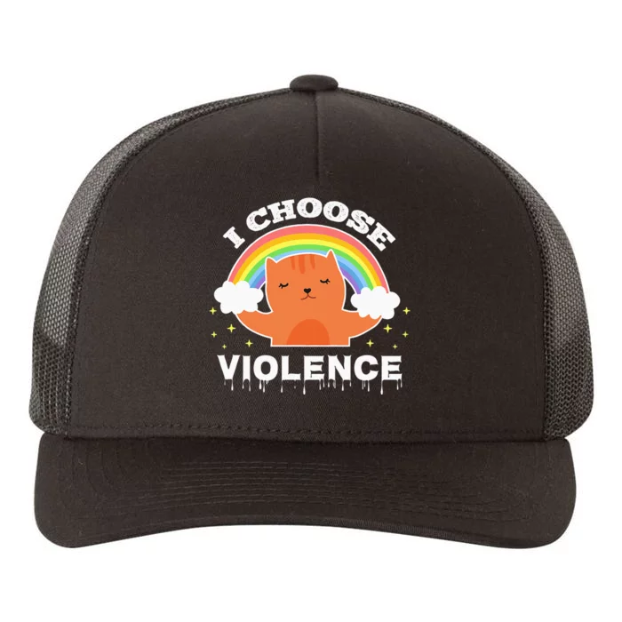 I Choose Violence Cute Cat Rainbow Yupoong Adult 5-Panel Trucker Hat