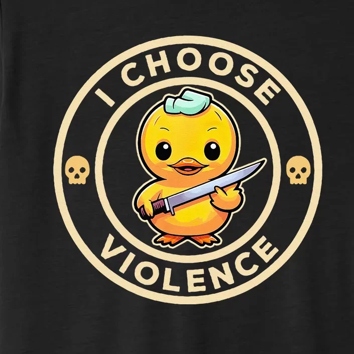 I Choose Violence Funny Cute Duck Holding Knife ChromaSoft Performance T-Shirt