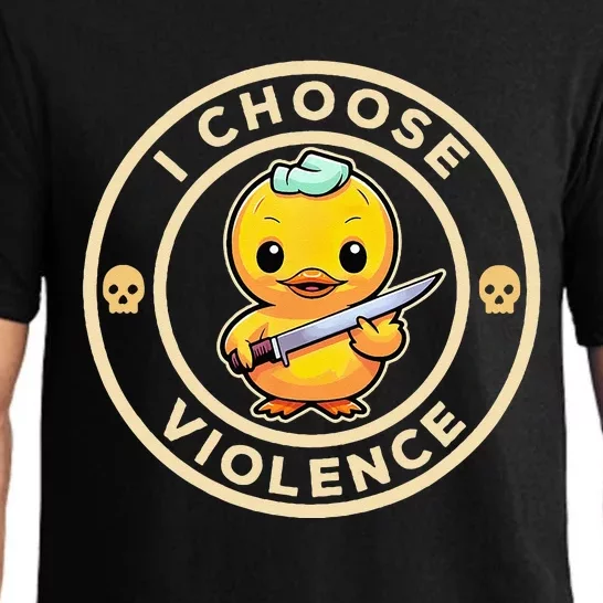 I Choose Violence Funny Cute Duck Holding Knife Pajama Set