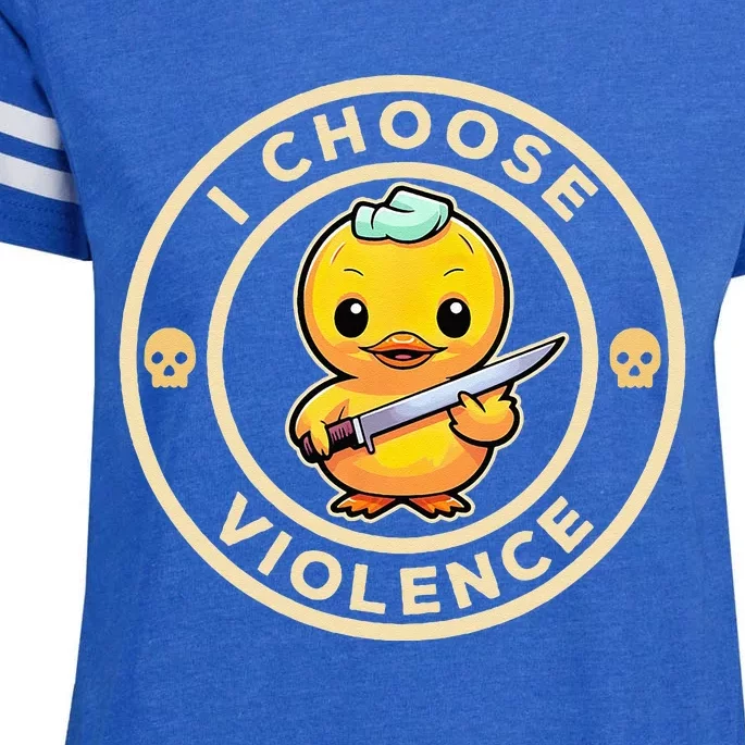 I Choose Violence Funny Cute Duck Holding Knife Enza Ladies Jersey Football T-Shirt