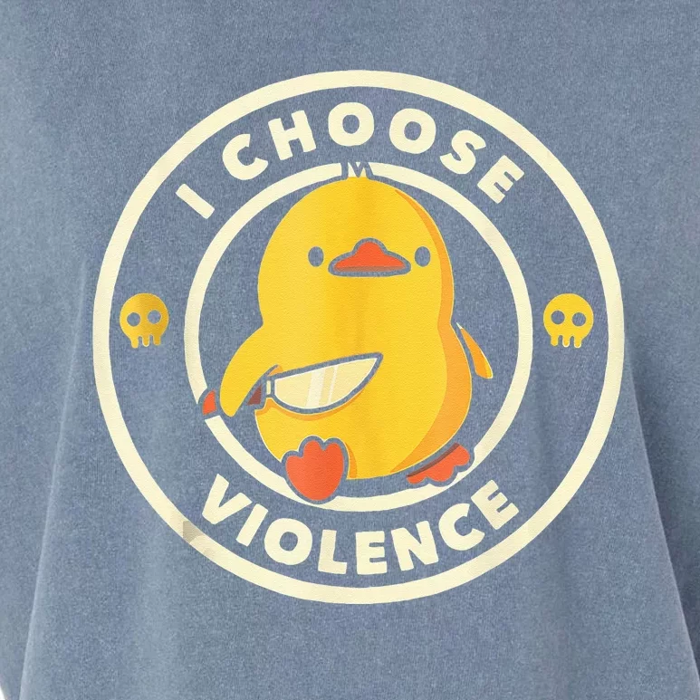 I Choose Violence Funny Duck Holding Knife Garment-Dyed Women's Muscle Tee