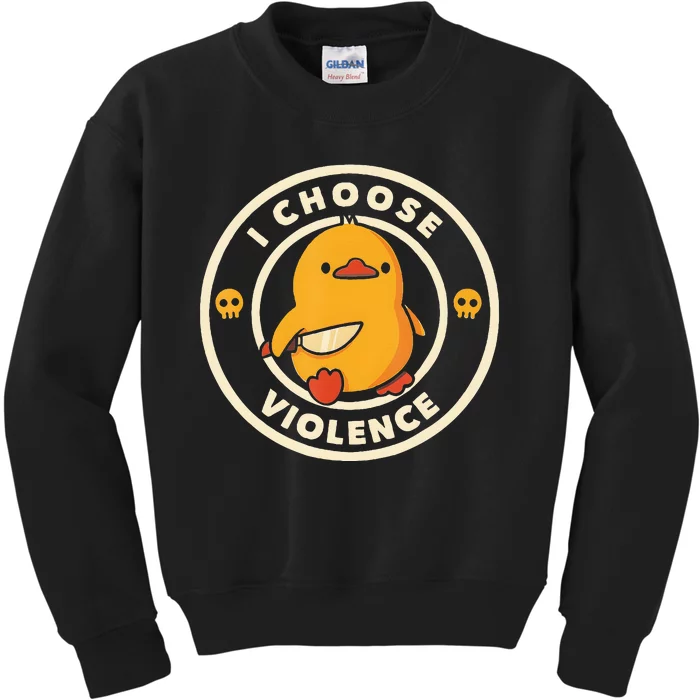 I Choose Violence Funny Duck Holding Knife Kids Sweatshirt