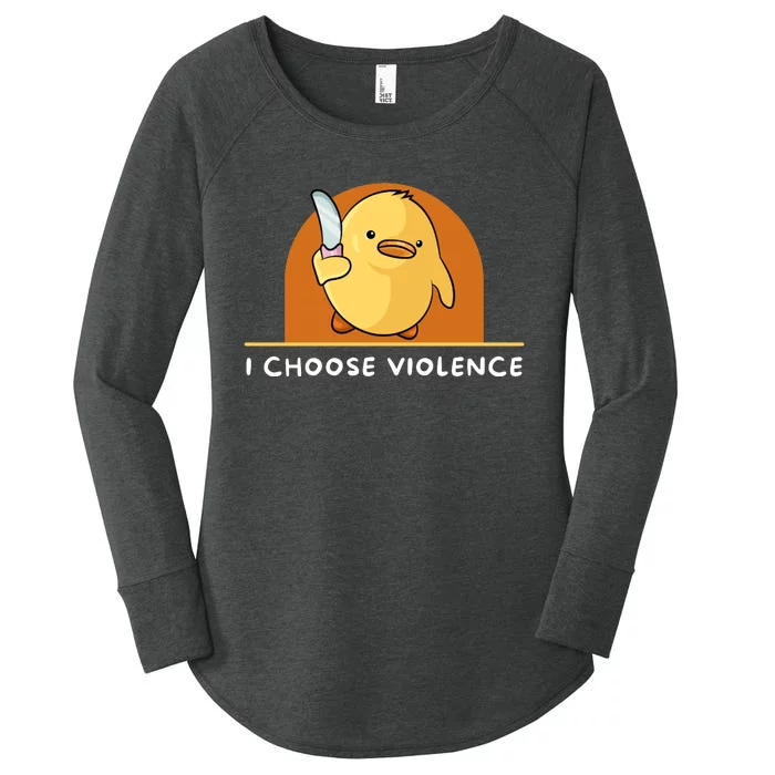 I Choose Violence Funny Duck With Knife Women's Perfect Tri Tunic Long Sleeve Shirt