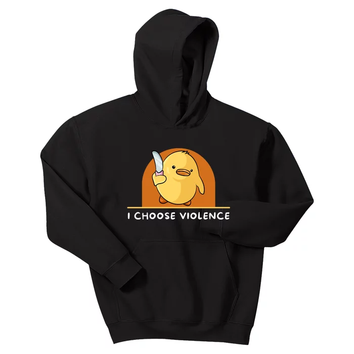 I Choose Violence Funny Duck With Knife Kids Hoodie