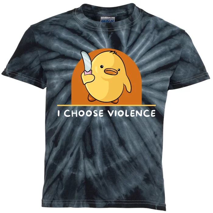 I Choose Violence Funny Duck With Knife Kids Tie-Dye T-Shirt