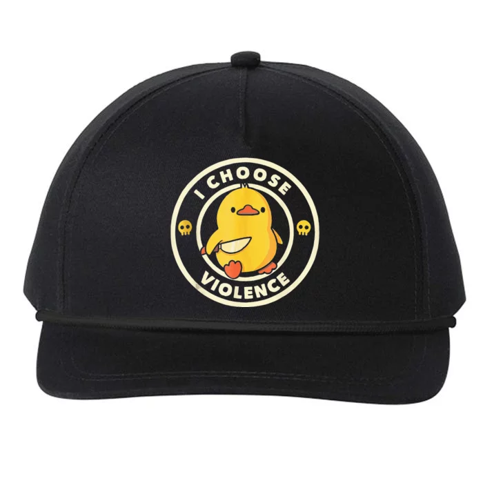 I Choose Violence Funny Duck Holding Knife Snapback Five-Panel Rope Hat