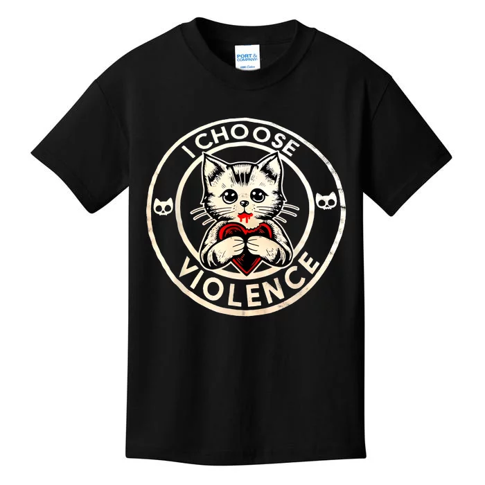 I Choose Violence Cat Kids T-Shirt