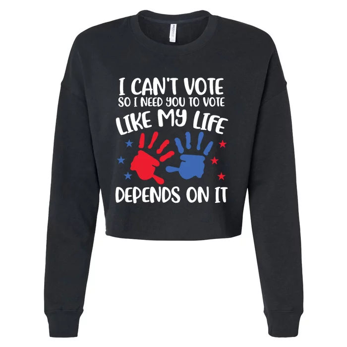 I Cant Vote But You Can Future Voter Cropped Pullover Crew