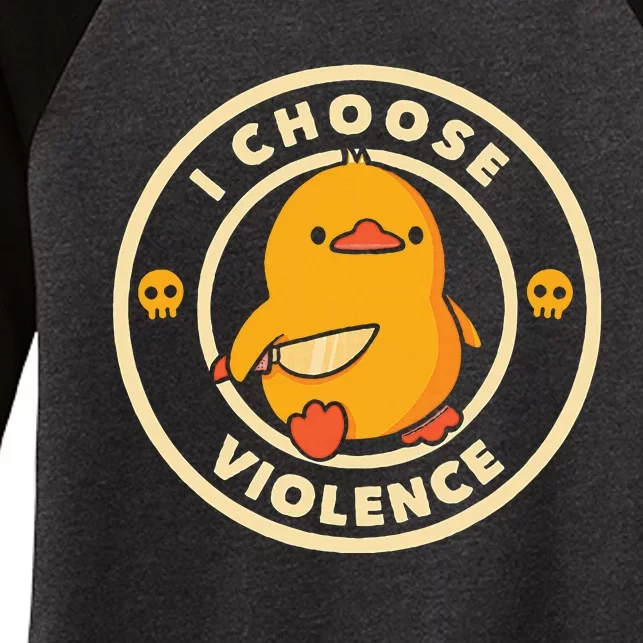 I Choose Violence Duck Women's Tri-Blend 3/4-Sleeve Raglan Shirt