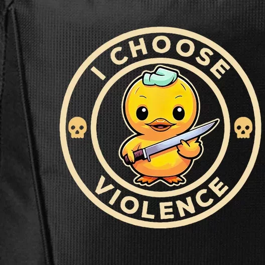 I choose violence funny cute duck holding knife City Backpack