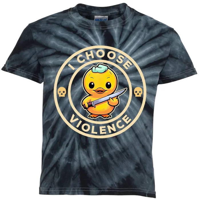 I choose violence funny cute duck holding knife Kids Tie-Dye T-Shirt